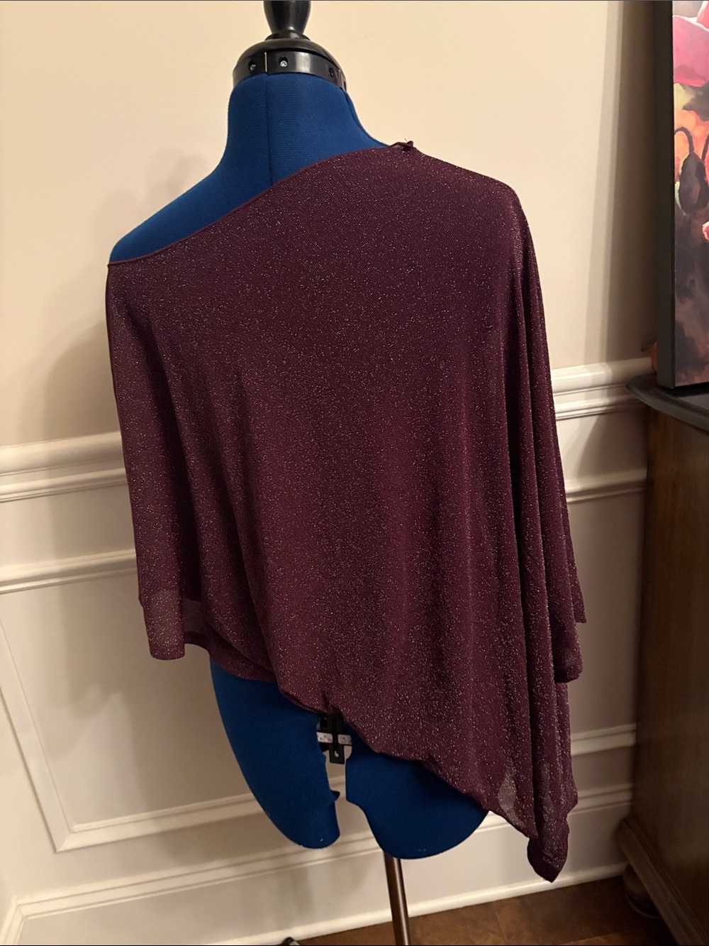 SHEIN Burgundy Sparkle Off-Shoulder scarf poncho shrug